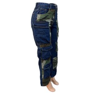 ZHEZHE Fashion Trendy Camouflage Print <strong>Women's</strong> Denim Pants High Waist <strong>Camo</strong> Cargo Pants Ladies <strong>Trousers</strong> - Product Image 5