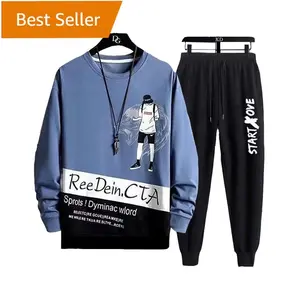  Dos homens 2 peça casual impressão esportes Jogger Long sleeved Calças T-shirt terno homens outono roupas adolescentes do sexo masculino calças soltas Set