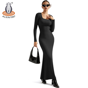 Alxin Sexy attillato da donna abito a maniche lunghe con collo quadrato formale nuovo abbigliamento da riunione <span class=keywords><strong>Online</strong></span> abiti Casual da grossista - Product Image 2