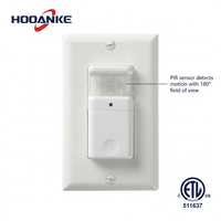 Interrupteur à détecteur de mouvement PIR intelligent sans contact Hooanke homologué ETL, portée de détection de 7,9 m, 120 V, pour utilisation dans les escaliers, les hôtels et les couloirs