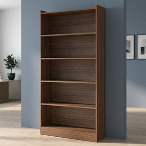 Estantería Moderna de Madera de Teca de 5 Niveles con Marco de Soporte Geométrico de Panel Plano - Product Image 3