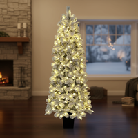 Sapin de Noël en cèdre pré-éclairé automatique avec LED, de haute qualité, écologique, en PE+PVC+feuilles de pin floquées, lumières jaunes chaudes, fabriqué par l'usine Yi Wu