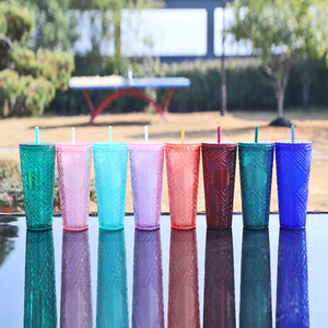 Logo personalizzato 24 oz tazza di plastica <span class=keywords><strong>caffè</strong></span> freddo diamante che beve doppia parete riutilizzabile Venti <span class=keywords><strong>dimensioni</strong></span> 24 oz chiodate tazze da bicchiere gioiello - Product Image 4