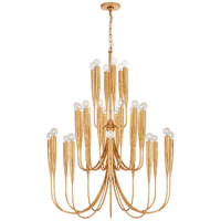 Lustre Cano Lighting de luxe à 30 lumières en laiton avec finition feuille d'or antique, luminaire suspendu décoratif pour salon de villa