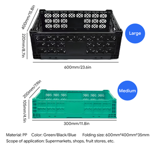 Caja de Plástico Plegable Perforada, Cesta de Almacenamiento Apilable, Transpirable y Duradera, para Logística de Cadena de Frío, Frutas Frescas - Product Image 2