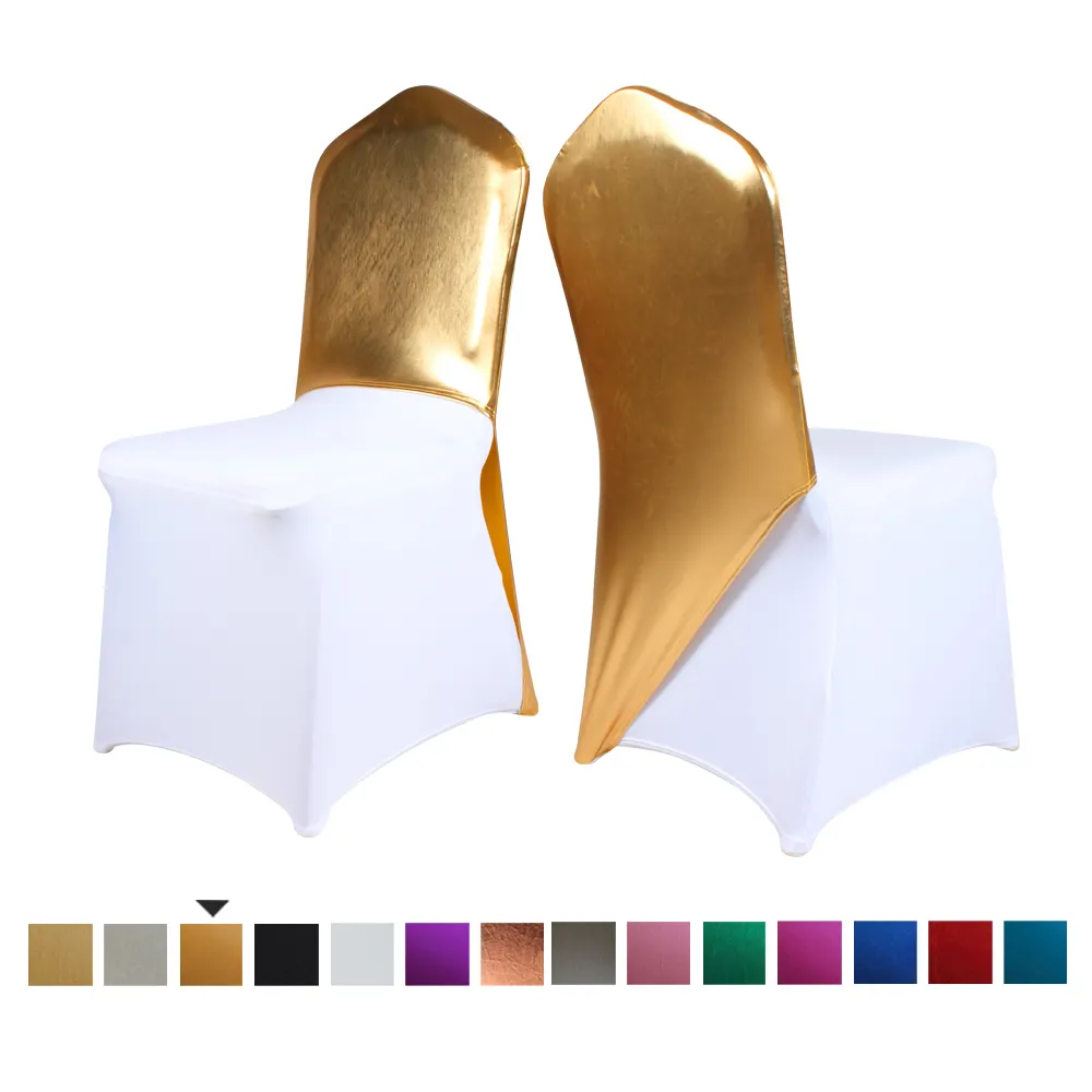 Bright Golden Metallic Half Chair Cover one leg Chair Bands for Wedding Event Party Decoration