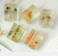 XS1134 Klare transparente Gel wachs kerzen Glas becher Aroma therapie Parfüm Duft kerze Getrocknete Blumen kerze