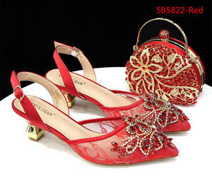 Sac à chaussures d'été confortable <span class=keywords><strong>talon</strong></span> bas dentelle décoration femmes chaussures assorties <span class=keywords><strong>petit</strong></span> sac à main 1 ensemble - Product Image 4