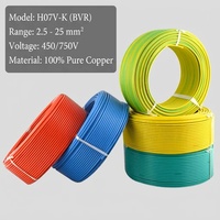 Câble H07V-K BVR à prix d'usine, fil de cuivre flexible, isolé PVC 450/750V, monoconducteur torsadé pour câblage de bâtiments et de maisons