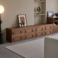 Mid-Century Holz-TV-Schrank für Wohnzimmer, Freistehender Carmen-Stil Einfacher TV-Beistellschrank, Modularer Chinesischer Antiker Stil