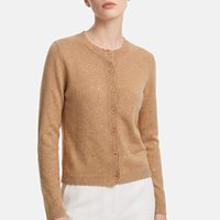 Cardigan en tricot de soie à sequins pour femme, antistatique, bord festonné, boutonné devant, manches longues, pull de luxe pour femme