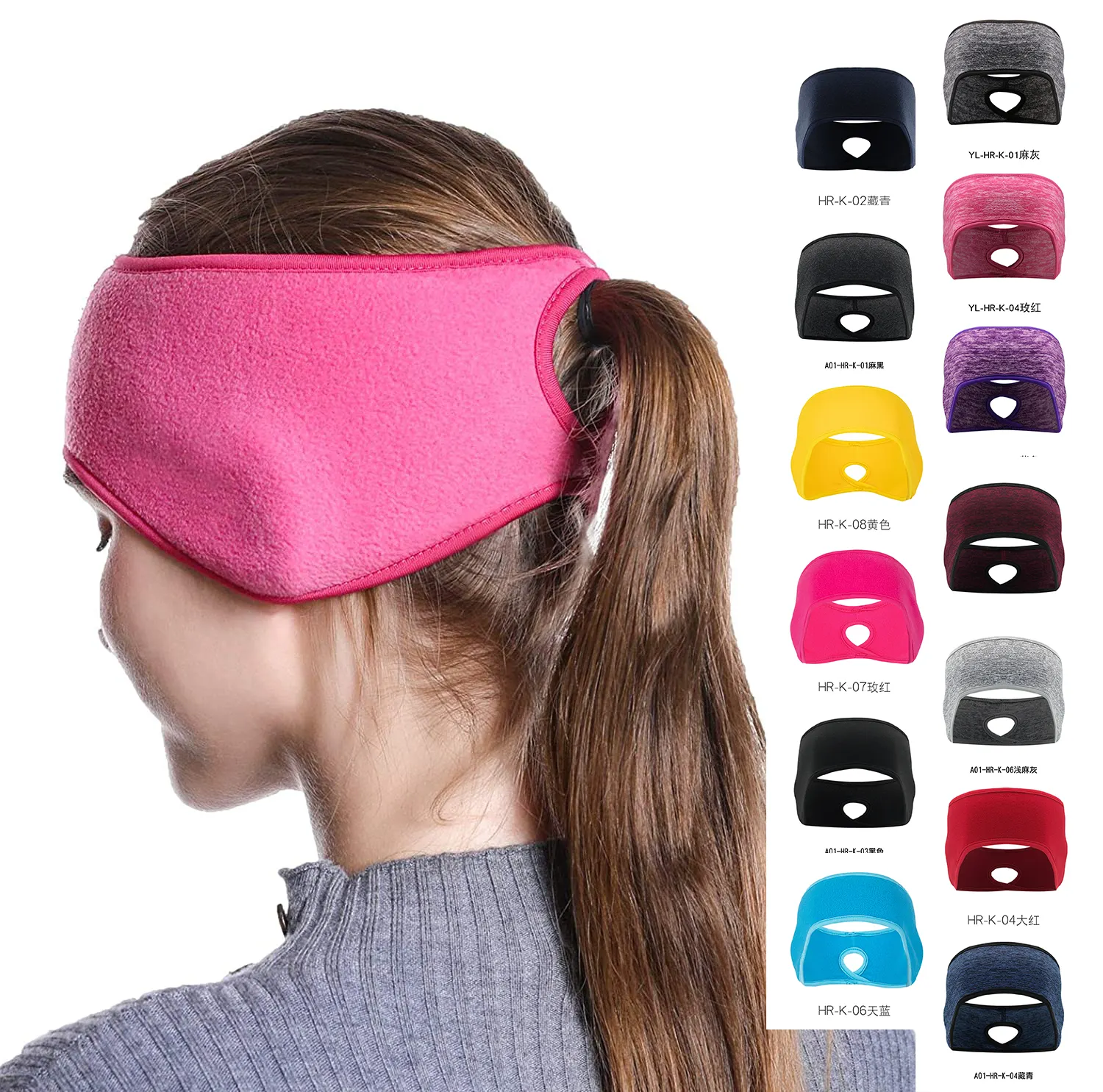 winter girls running fleece ear muffs warmers bow covers earmuffs Ponytail headbands for women