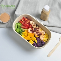 SenAng05 Vente directe usine Boîte à lunch réutilisable en pulpe de canne à sucre, 800 ml, avec plateau peu profond à 3 compartiments et conteneur à deux cellules