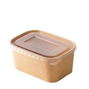 קופסת אוכל חד פעמית מנייר שעווה מלבני עם מכסה עבה לאוכל מהיר, מתאימה לסלטים או ארוחות צהריים. - Product Image 4