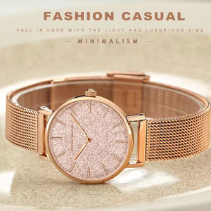 Hannah Martin, reloj de pulsera de cuarzo dorado rosa de lujo para mujer, logotipo personalizado, diseño minimalista, fábrica de acero inoxidable al por mayor - Product Image 6