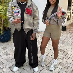 Tùy Chỉnh Cao Cấp Có Thể Đảo Ngược Thời Trang Dạo Phố Motorsport Dây Kéo Sang Trọng Crop Áo 100% Cotton Cổ Điển Mặt Trời Faded Đau Phàm Vá - Product Image 1