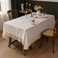 Nouvelle nappe en dentelle épaisse, style rétro français, bord festonné, nappe de table rectangulaire haut de gamme