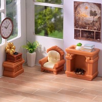 Kit de meubles miniatures pour chambre à coucher avec horloge gramophone pour maison de poupée, décoration de scène DIY, ornement de micro-paysage