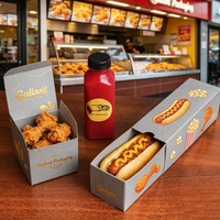 Boîte d'emballage en papier pour corn-dogs personnalisée, biodégradable, coulissante, pour sandwichs, petit-déjeuner, déjeuner, boutique