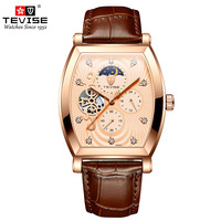 Montre-bracelet mécanique squelette de luxe TEVISE 8383C, cadran personnalisé, mouvement automatique, montre pour homme d'affaires, vente en gros