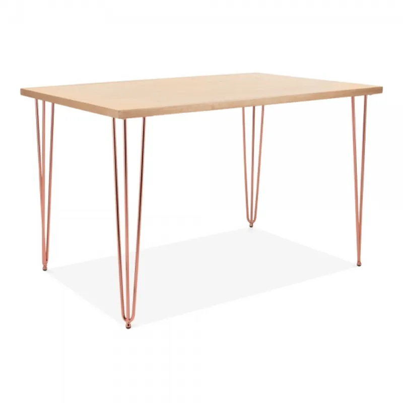 120 см столовая мебель для дома древесиного вяза Топ, медный металлический античный железа 1 шт/коробка заколка для волос, Прямоугольный Обеденный Стол, натуральный