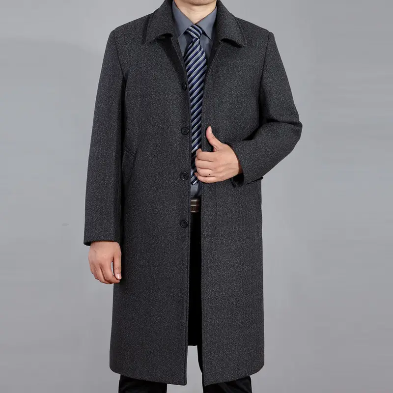 New fashion high-end woolen long coat men's trench coat business cashmere coat