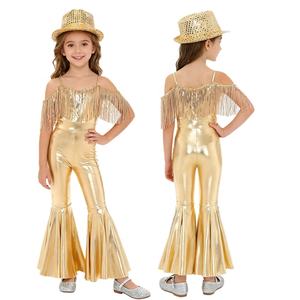 Costume de danse Jazz pour filles de 6 à 16 ans, combinaison avec chapeau Fedora pour banquets, concours, spectacles, robes de compétition de danse de salon - Product Image 5