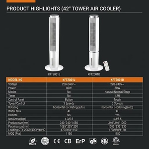 KFT2001D 4L Tower Air Cooler Evaporative Cooling <b>Fan</b> With Remote 3 Speeds Oscillating Humidifier Evaporative Air Cooler - Product Image 3