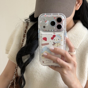 Phim Hoạt Hình Long Lanh Kitty TPU Da Chống-Dấu Vân Tay Nhựa Nhẫn Chủ Gấp Thiết Kế Trường Hợp Điện Thoại Cho 15/16/17 Không Khí Pro Max - Product Image 3