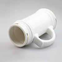 Mug à bière en céramique Topjlh 22oz avec poignée, bord doré, mug blanc vierge pour sublimation, impression de logo personnalisé