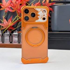 เคสแม่เหล็กหรูหราแบบด้านโปร่งแสงสำหรับ iPhone 17 13 14 15 16 Pro Max พร้อมการปกป้อง 360 องศา °   ขาตั้งโทรศัพท์แบบวงแหวน อลูมิเนียมอัลลอยด์ ฝาครอบไร้ขอบ - Product Image 1