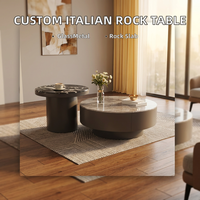 Table basse moderne de style italien, légère et luxueuse, minimaliste, avec plateau en verre, réglable, en pierre, petite taille, pour salon