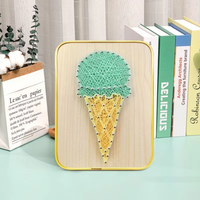 Kit de décoration artistique DIY String Art avec fil à enrouler sur clous, planche en bois, pour projets artistiques faits main pour adultes et enfants