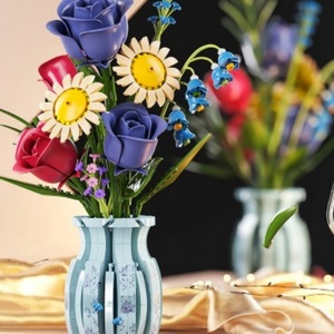Juego de Bloques de Construcción de Cerámica con Diseño de Lenguaje de Flores para Niños de 5 a 7 Años, Material Ecológico, 50 Piezas, Decoración de Escritorio, Juguete de Regalo - Product Image 3