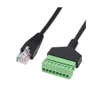 Custom Made RJ45 Male to 8 Pin Screw Type Terminal Connector Cable for Cat5/6/7 Ethernet Extender for AV CCTV (Male to Terminal)