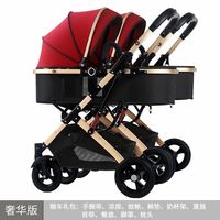 Poussette double haut de gamme 2023 2024 pour jumeaux, 2 enfants de 0 à 3 ans, avec support de tête pour bébé, poussette pour 2 bébés jumeaux