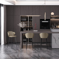Tabouret de bar moderne et minimaliste en bambou, chaise haute pour usage domestique, chaise de table d'îlot, mobilier de bar design minimaliste de style italien