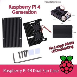 Case de Alumínio para <span class=keywords><strong>Raspberry</strong></span> <span class=keywords><strong>Pi</strong></span> <span class=keywords><strong>4</strong></span>ª Geração B com Ventiladores Duplos para Dissipação de Calor - Product Image 2