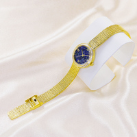 Vintage Luxus Quarzuhr für Damen Opal-Zifferblatt CZ-Diamantbesatz Wasserdichte Armbanduhr Gelbgold-Band Glas Modisches Gehäuse