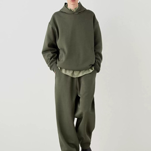 Sweats à capuche surdimensionnés unis épais en coton de haute qualité sans ficelle Sweats à capuche unisexes avec logo personnalisé grande taille pour hommes - Product Image 1