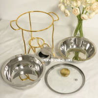 Plat de service en acier inoxydable avec couvercle en verre 0,6L~1L – Réchaud de buffet pour hôtel, restaurant, maintien au chaud des aliments