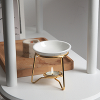 Diffuseur d'huiles essentielles en métal doré de luxe, brûleur à huile pour bougie chauffe-plat, pour yoga, spa, décoration de la maison