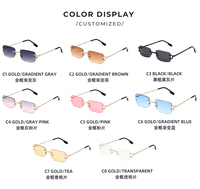2023 lunettes de soleil sans monture tendance femmes Uv400 Cool métal jambes graduent Vintage rétro dames lentilles carrées petites lunettes 2023