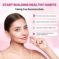 Gummies personnalisées à la biotine saveur fraise – Complément vitaminique pour adultes pour la beauté des cheveux, de la peau et des ongles – Flacon de 60 unités