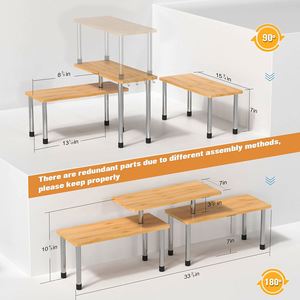 Multi-functional Home and <b>Kitchen</b> Countertop Organizer Counter Shelf 2 Tier Separable Bamboo <b>Corner</b> Shelf - Product Image 2