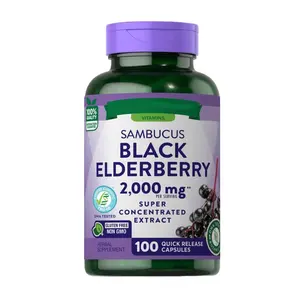 OEM काले Elderberry कैप्सूल सुपर केंद्रित Sambucus निकालने कैल्शियम Natual फल है DV काला Elderberry Chewable गोलियाँ