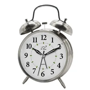 Cute Night Light Kids Bedroom Twin Bell Alarm Clock Retro Vintage Analog Handheld Sized Non Ticking Super Loud Desk Clock