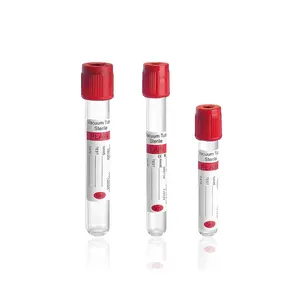 Tabung koleksi darah vakum plastik kaca aditif tanpa steril polos top merah