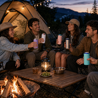 Vente en gros de refroidisseurs de bouteilles de bière multifonctionnels en acier inoxydable 304 à double paroi de 12 oz avec couvercle pour le camping et les fêtes