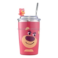 Tasse thermos en acier inoxydable Strawberry Bear 304 Tasse thermos haute avec paille Tasse à café de célébrité Internet